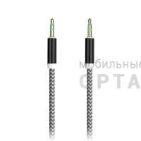 AUX кабель 3.5-3.5 мм (M-M), 1 м, черный, нейлоновая оплетка, (A-35-35 black)