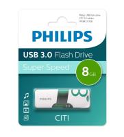 Флешка USB 8 Гб Philips CITI3.0, USB3.0, белый, зеленый