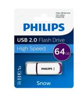 Флешка USB 64 Гб Philips SNOW2.0, USB2.0, белый, фиолетовая вставка