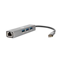 Кабель-концентратор USB 3.1 Type-Cm --> RJ-45+3port USB3.0(f)  Aluminum Shell VCOM <DH311A> (1/150)