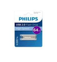 Флешка USB 64Gb Philips IRON 2.0, USB 2.0, металл, серый