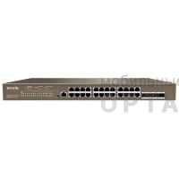 Управляемый гигабитный PoE-коммутатор Tenda TEG5328P-24-410W уровня 3, 24*10/100/1000 Base-T Ethernet ports, 4*1000 Base-X SFP ports, 1*Console port