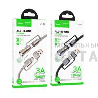 Кабель Type-C/USB - Type-C/фонарик HOCO U138, 1.2м, 3A, 60W,  черный