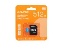 Карта памяти microSDXC 512Gb ADATA, Premier, Class10, UHS-1 U1 A1, R/W - 100/25 MB/s, с адаптером