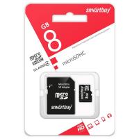 Карта памяти microSDHC 8Gb SmartBuy, Class4, с адаптером