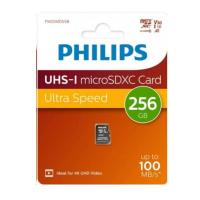 Карта памяти microSD 256 Гб Philips, High Speed, Class10 UHS-I U3 V30 A1, R/W 100MB/s