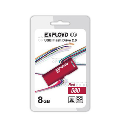 Флешка USB 8 Гб Exployd 580, USB2.0, пластик, красный