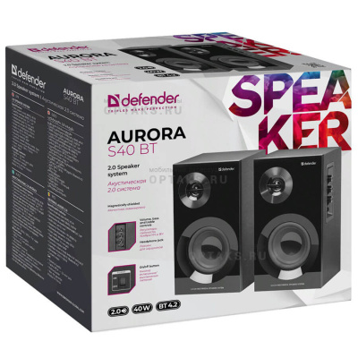 Акустическая система DEFENDER 2.0 Aurora S40 BT, черный, 40Вт, bluetooth, 220В (1/4)