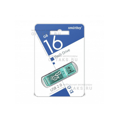 Флешка USB 16Gb SmartBuy Glossy series, USB 2.0, зеленый