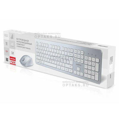 Комплект беспроводной Клавиатура + Мышь SMARTBUY 233616AG (SBC-233616AG-SW) серебристо-белая (1/10)