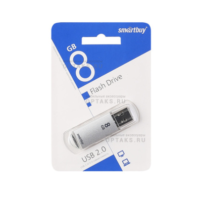 Флешка USB 8Gb SmartBuy V-Cut, USB 2.0, серебристый