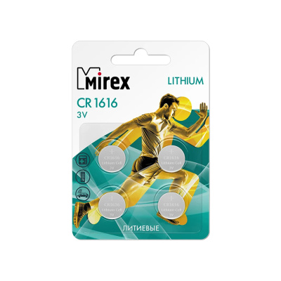 Элемент питания Mirex CR1616  3V  4 шт (4/216/648), ecopack