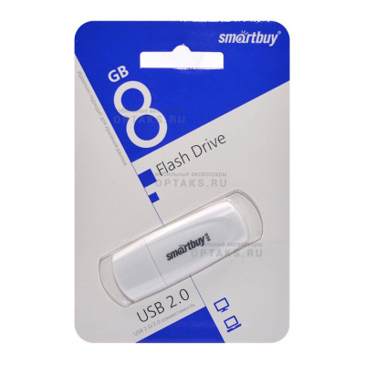 Флешка USB 8Gb SmartBuy Scout, USB 2.0, белый