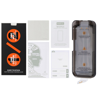 Стекло защитное REMAX ES-01 с автоустановкой, для iPhone 13/13 Pro/14, black