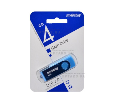 Флешка USB 4Gb SmartBuy Twist, металл, синий