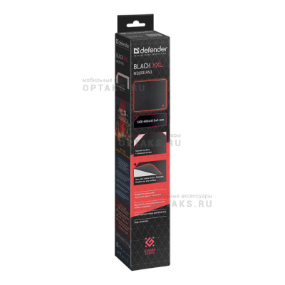Коврик игровой для мыши, DEFENDER Black XXL, ткань+резина, 400x355x3 мм (1/30)