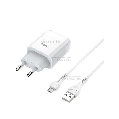 СЗУ HOCO C73A, Glorious, 2400mA, кабель USB to Micro,  белый