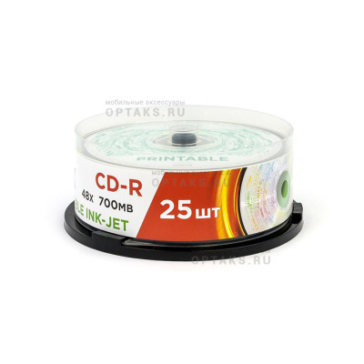 Диск MIREX CD-R Printable Ink-Jet 48X 700MB  Cake box 25 (25/300)