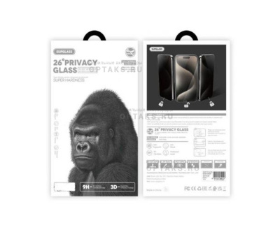 Стекло защитное антишпион SupGlass SG-12 Privacy 26°, черная рамка, для iPhone 11/XR