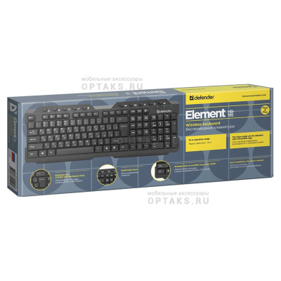 Клавиатура Defender Element HB-195 RU, беспроводная, черный,мультимедиа (1/20)