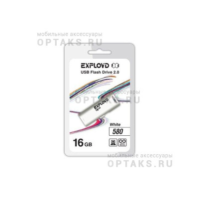 Флешка USB 16Gb Exployd 580, USB 2.0, пластик, белый