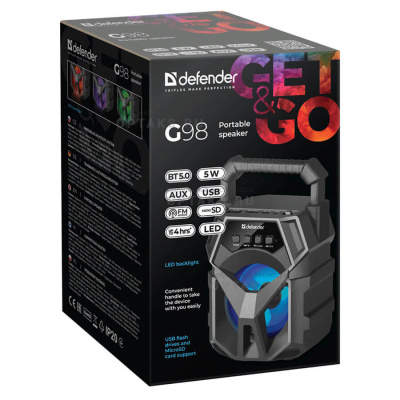 Аудио колонка беспроводная DEFENDER G98 5Вт, Light/BT/FM/TF/USB/AUX (1/40)