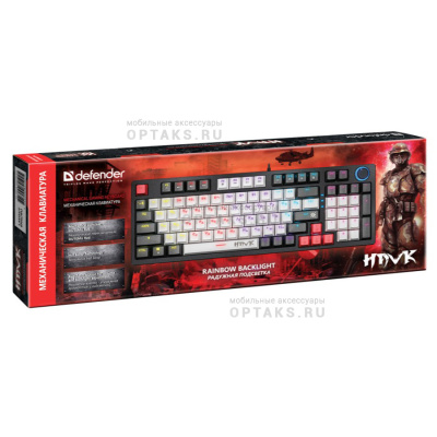 Клавиатура игровая, механическая Defender Hawk GK-418 RU,радужн,97кн,1,5м,крас.свитч (1/20)