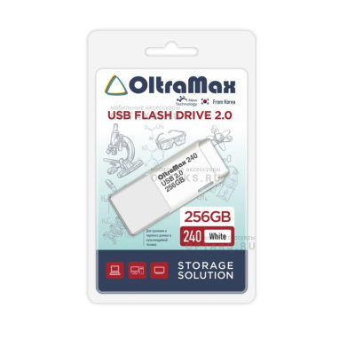 Флешка USB 256 Гб OltraMax 240, USB2.0, белый