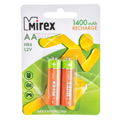 Аккумулятор Ni-MH Mirex HR6 / AA 1400mAh 1,2V 2 шт (2/20/100), ecopack